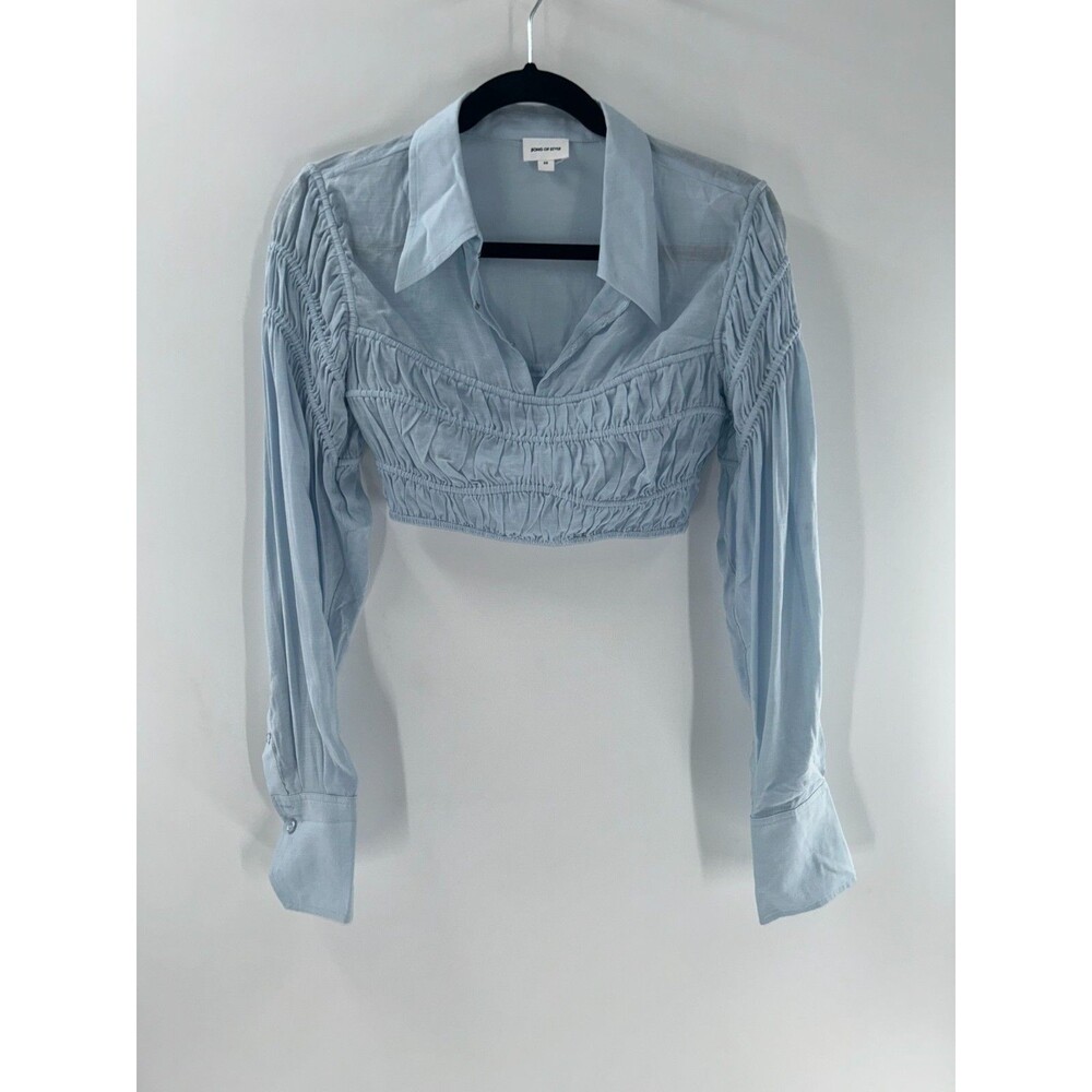 Women's Revolve Song of Style Esma Blue Long Sleeve Crop Top Size XS